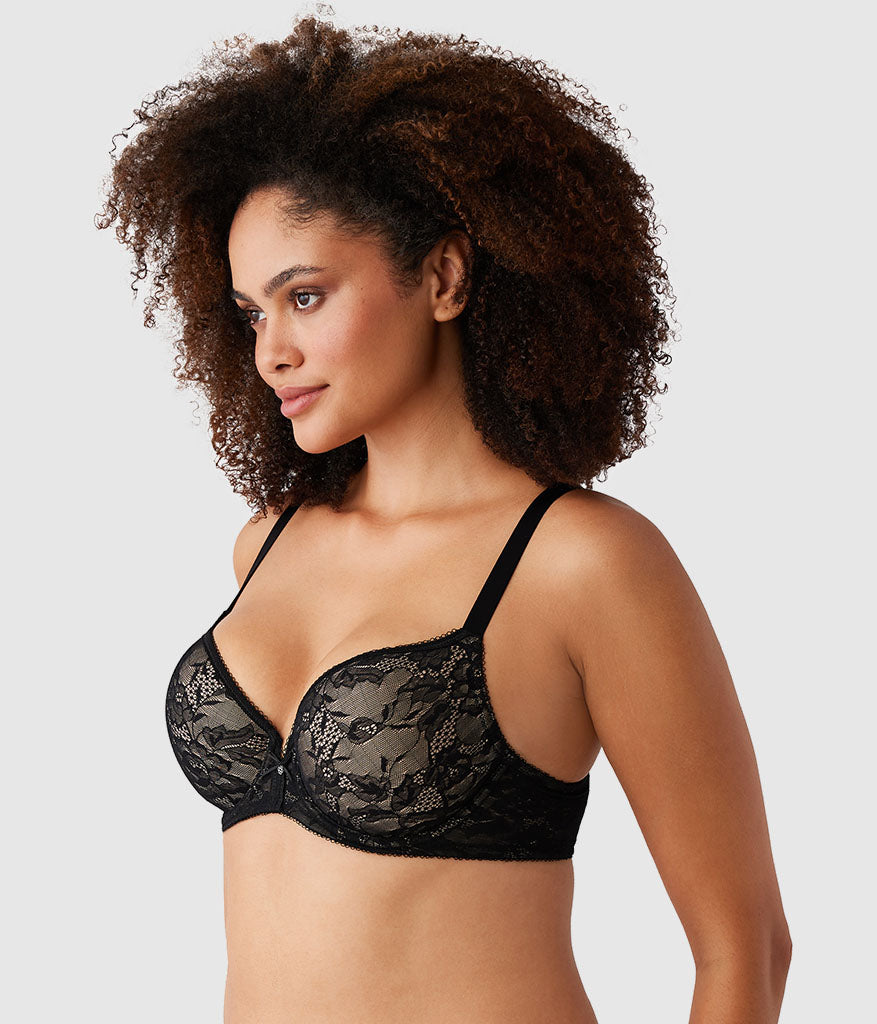 Lace Finesse T-Shirt Bra - Black/Toast | Wacoal Recommended