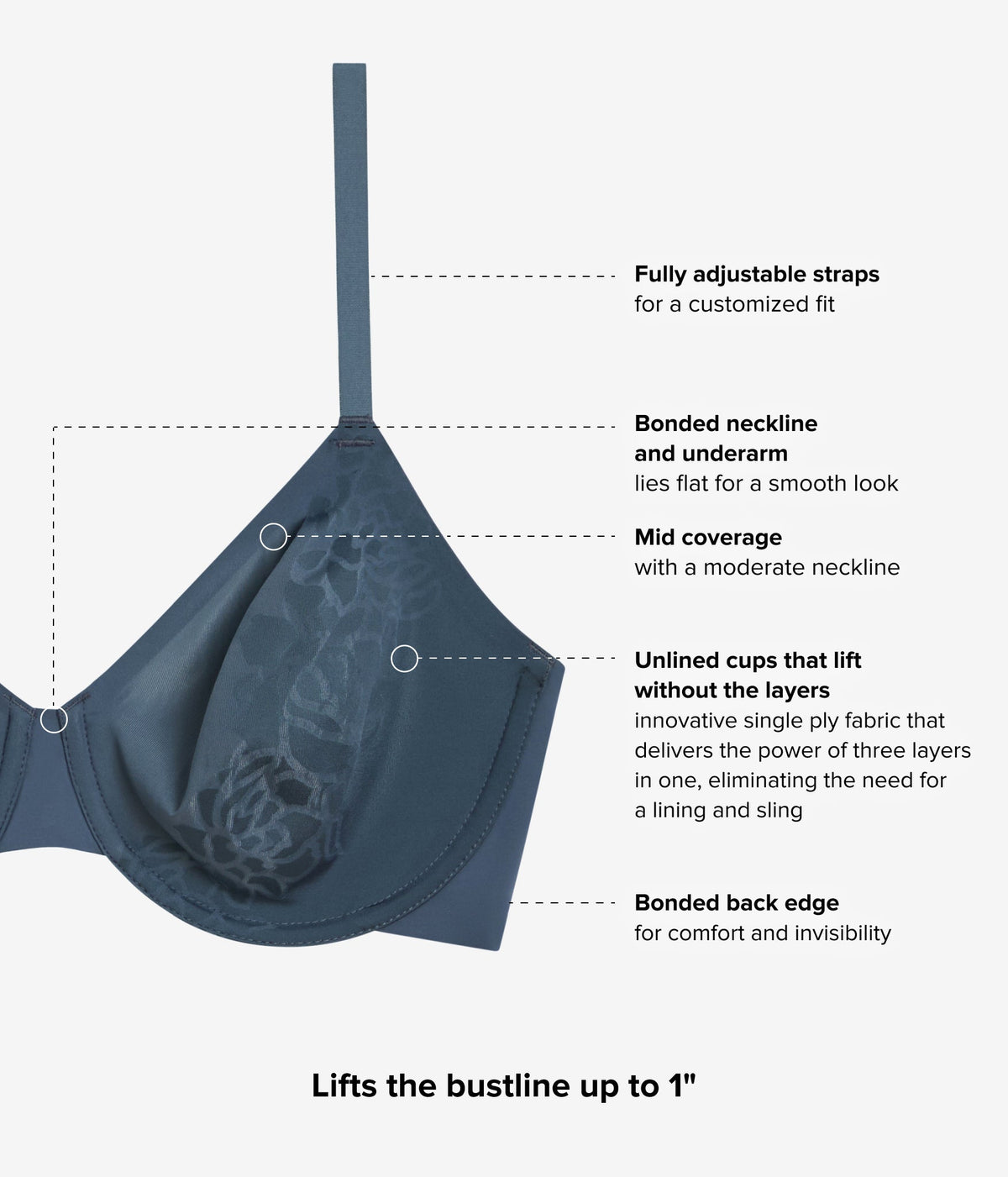 Confidence Boost™ Underwire Bra - Dark Slate | Wacoal New