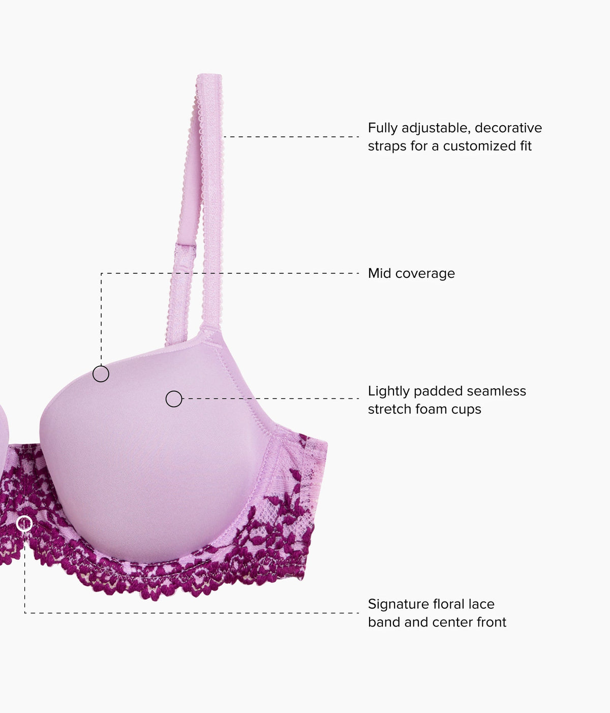Embrace Lace® T-Shirt Bra - Lavender Sage/Dark Purple | Wacoal Great Value