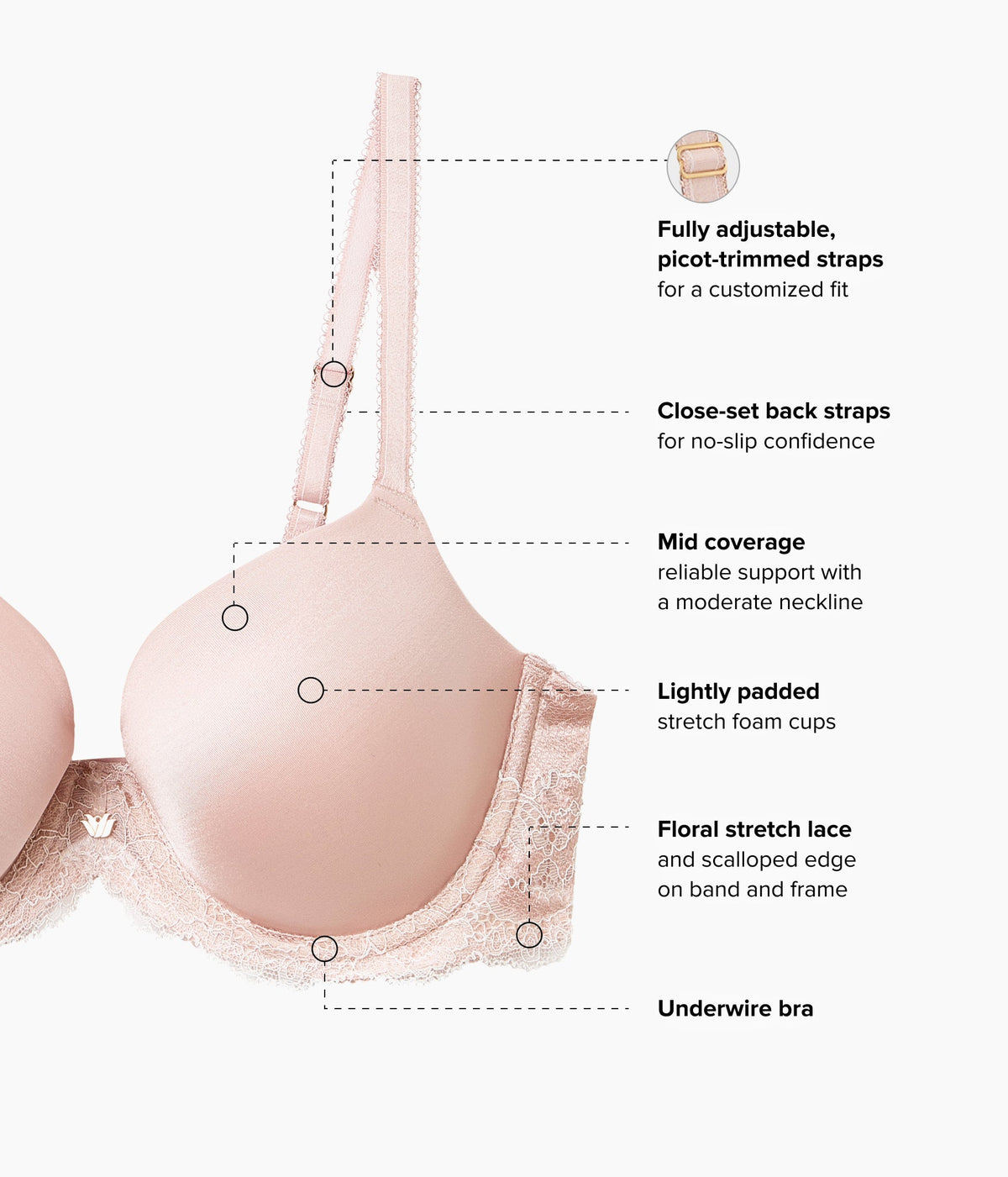Modern Affair T-Shirt Bra - Rose Dust/Angel Wing | Wacoal Quality