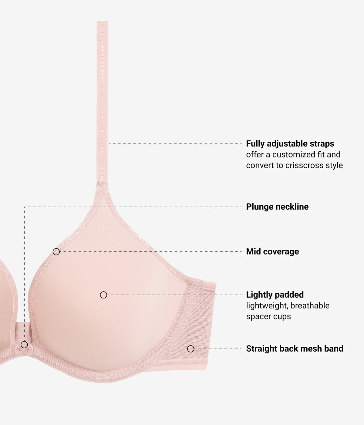 Full Transparency Plunge T-Shirt Bra - Rose Smoke | Wacoal Hot Sale