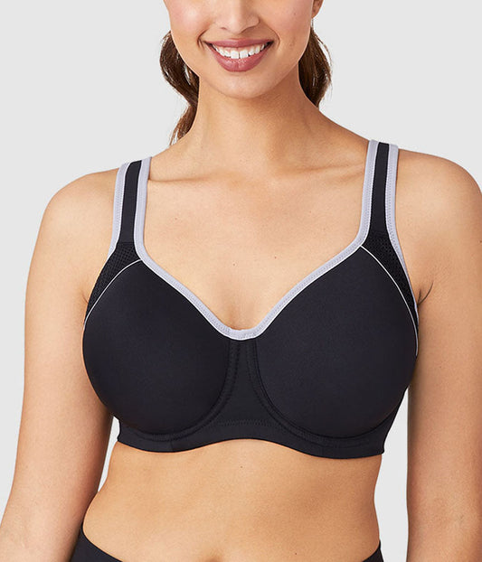 Lindsey Sport Contour Underwire Bra - Black/Lilac Gray | Wacoal Quality