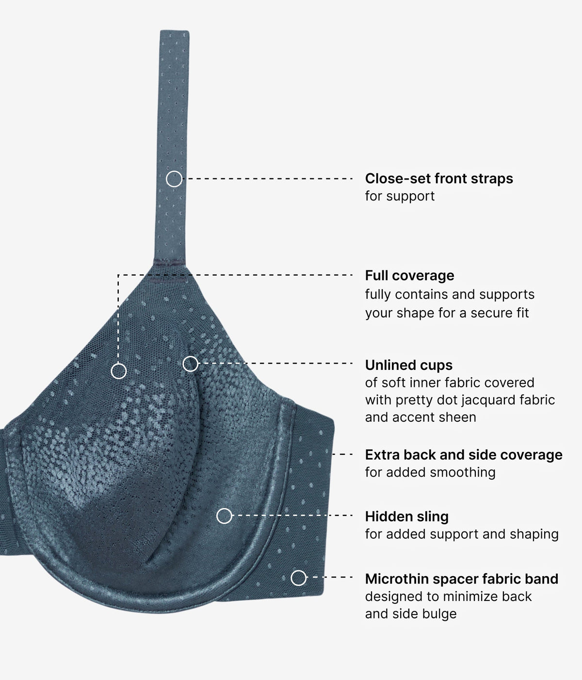 Back Appeal® Underwire Bra - Dark Slate | Wacoal Everyday