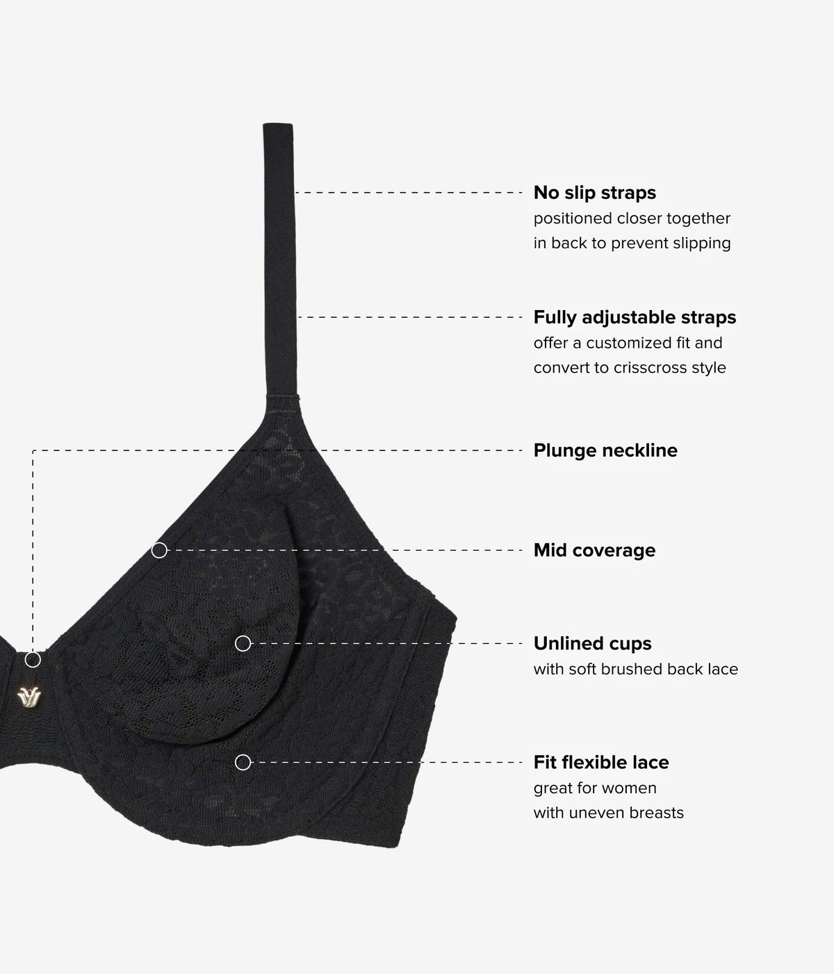 High Bar™ Plunge Underwire Bra - Black | Wacoal Discount