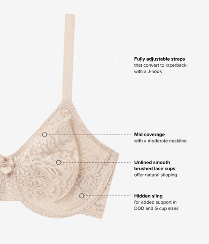 Halo Lace Underwire Bra - Sand | Wacoal Signature