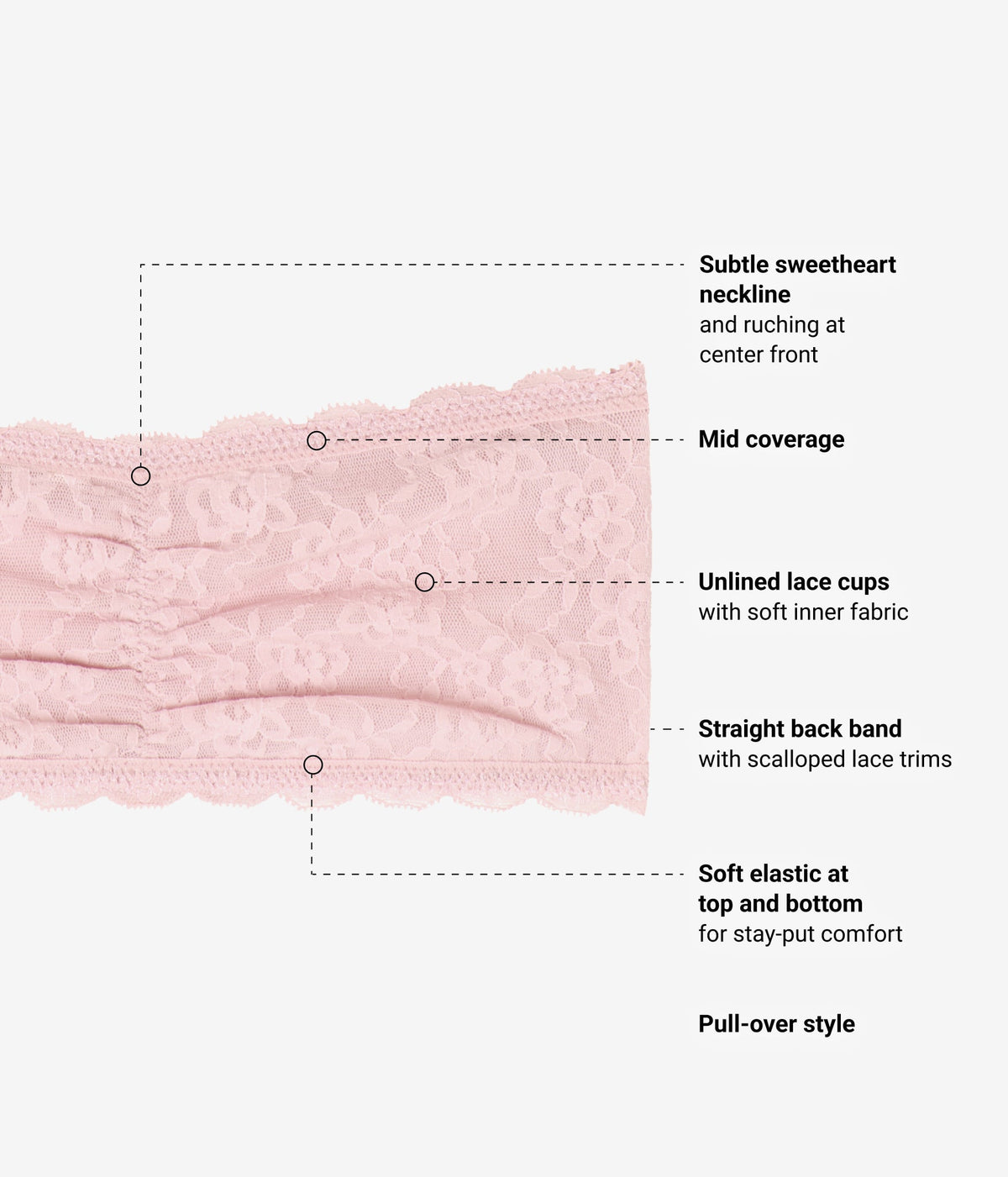 Effortlessly Lace Bandeau - Blush Pink | Wacoal Hot Sale