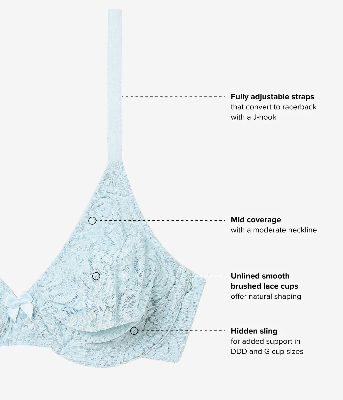 Halo Lace Underwire Bra - Soft Sky | Wacoal Essential