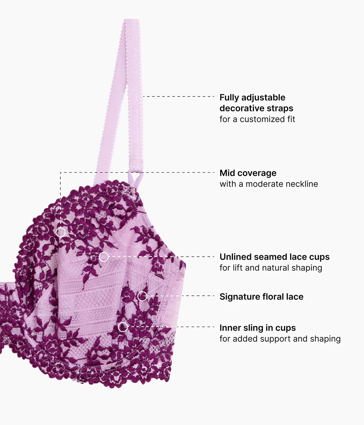 Embrace Lace® Underwire Bra - Lavender Sage/Dark Purple | Wacoal Classic