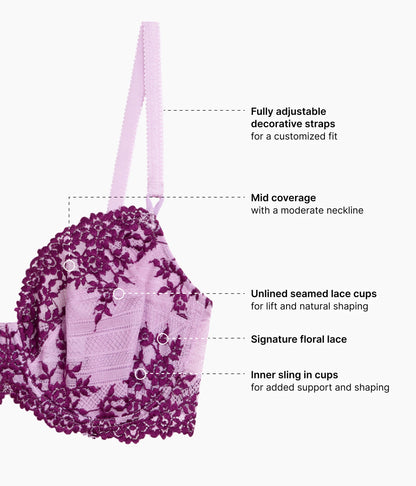 Embrace Lace® Underwire Bra - Lavender Sage/Dark Purple | Wacoal Classic