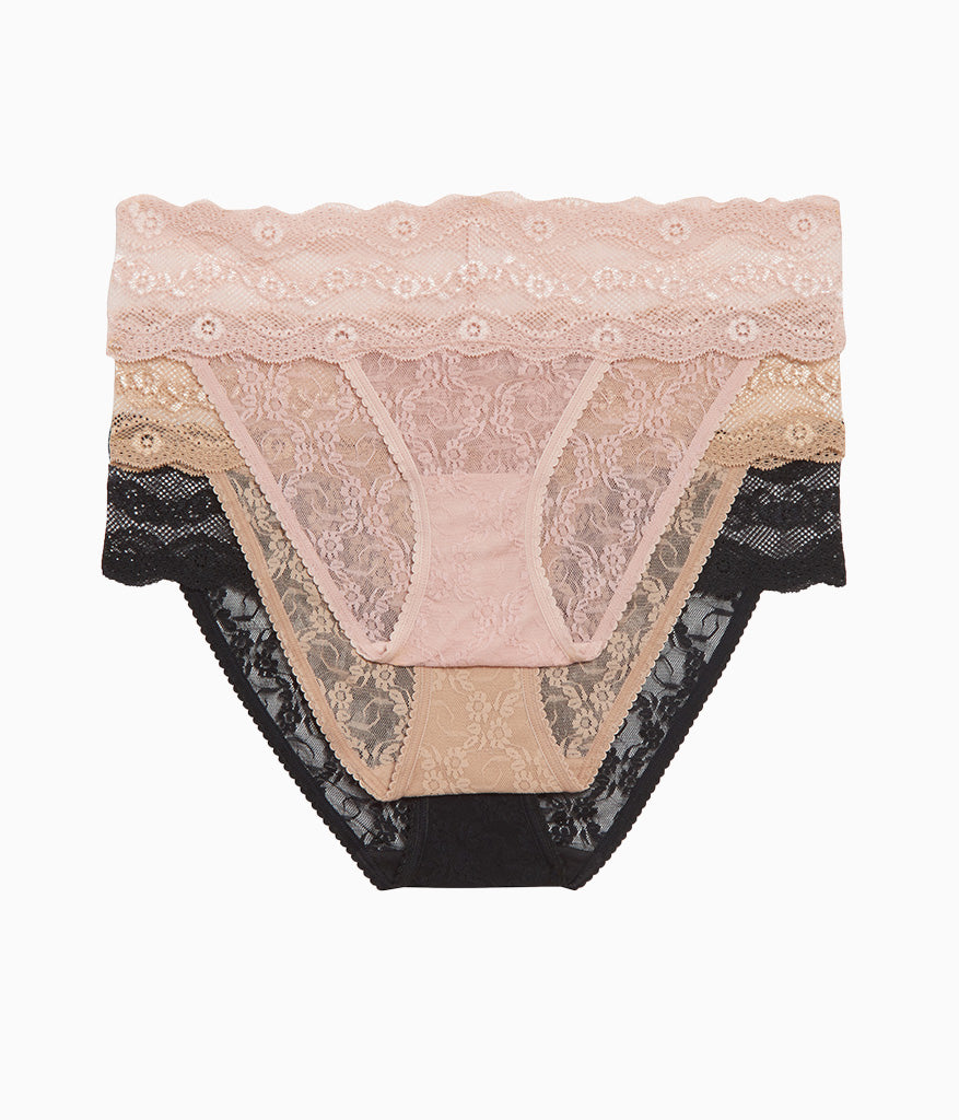 Lace Kiss Bikini Panty Pack - Rose Smoke/Au Natural/Night | Wacoal Best Seller