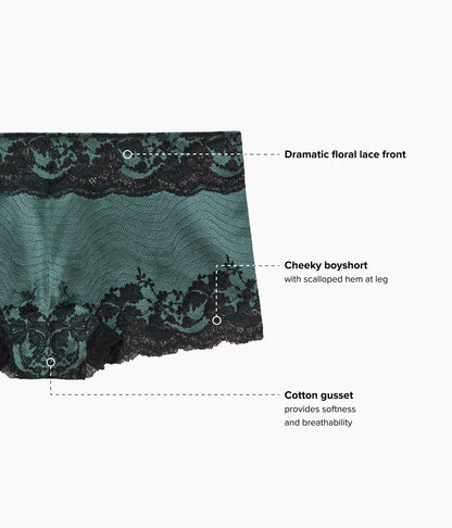 Modern Affair Boyshort - Silver Pine/Black | Wacoal Smart Buy