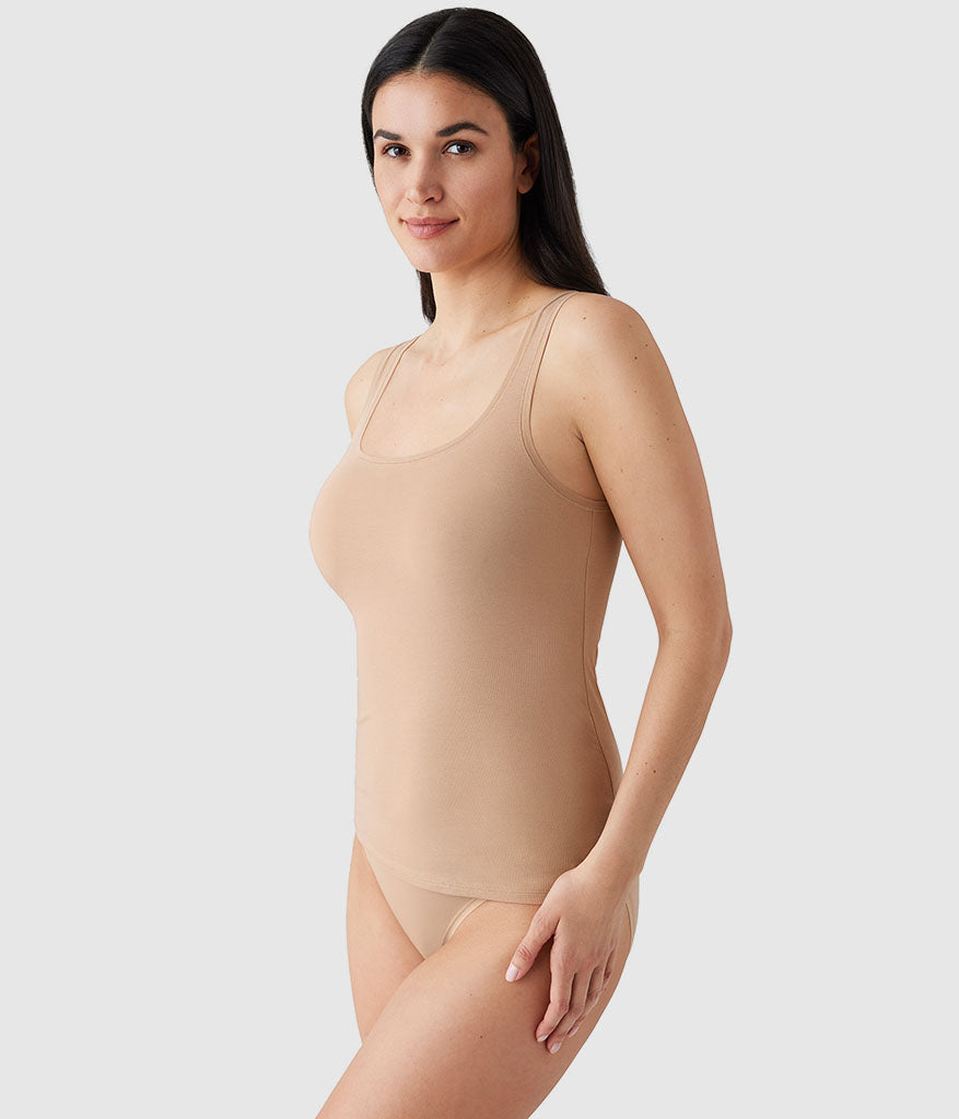 Understated Cotton Tank - Praline | Wacoal Premium