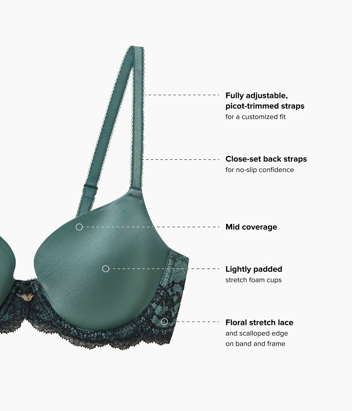 Modern Affair T-Shirt Bra - Silver Pine/Black | Wacoal Signature
