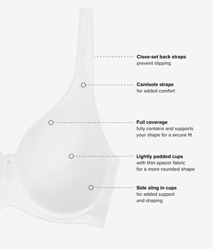 Basic Beauty Spacer Underwire T-Shirt Bra - White | Wacoal Great Value
