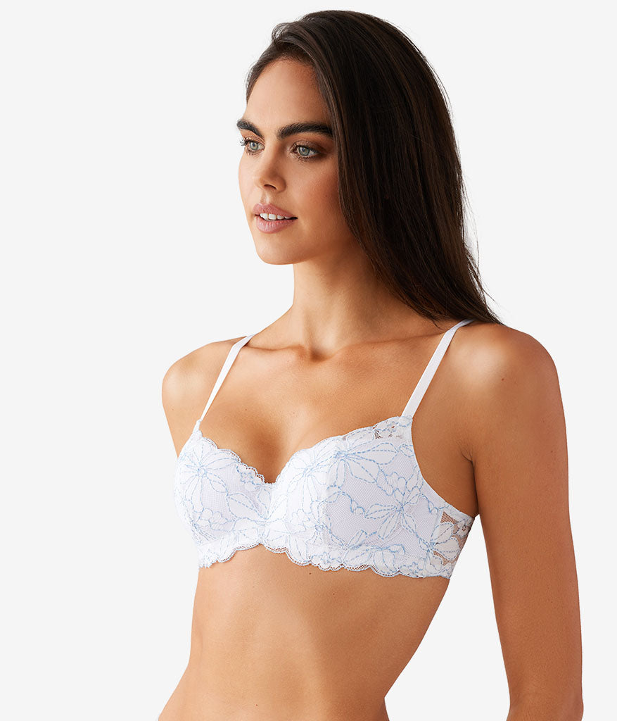 Feeling Famous Balconette Contour Bra - White/Frozen Fjord | Wacoal Signature