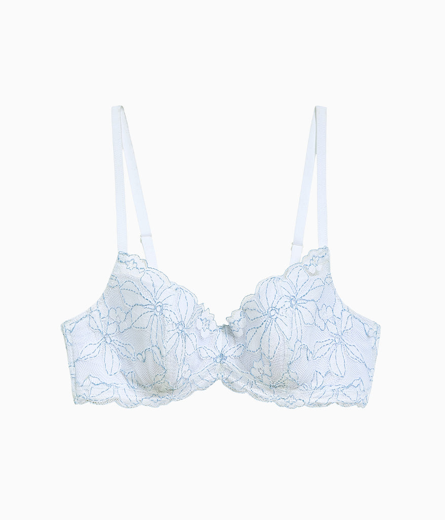 Feeling Famous Balconette Contour Bra - White/Frozen Fjord | Wacoal Signature