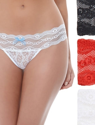 Lace Kiss Thong Panty Pack - White/Crimson Red/Night | Wacoal Exclusive