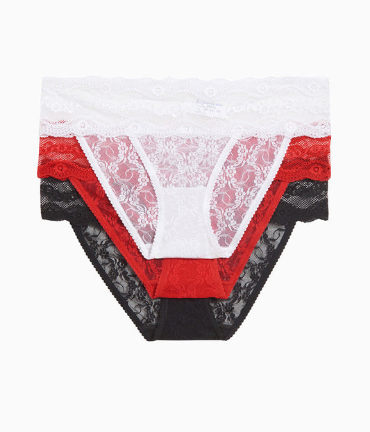 Lace Kiss Bikini Panty Pack - White/Crimson Red/Night | Wacoal Essential