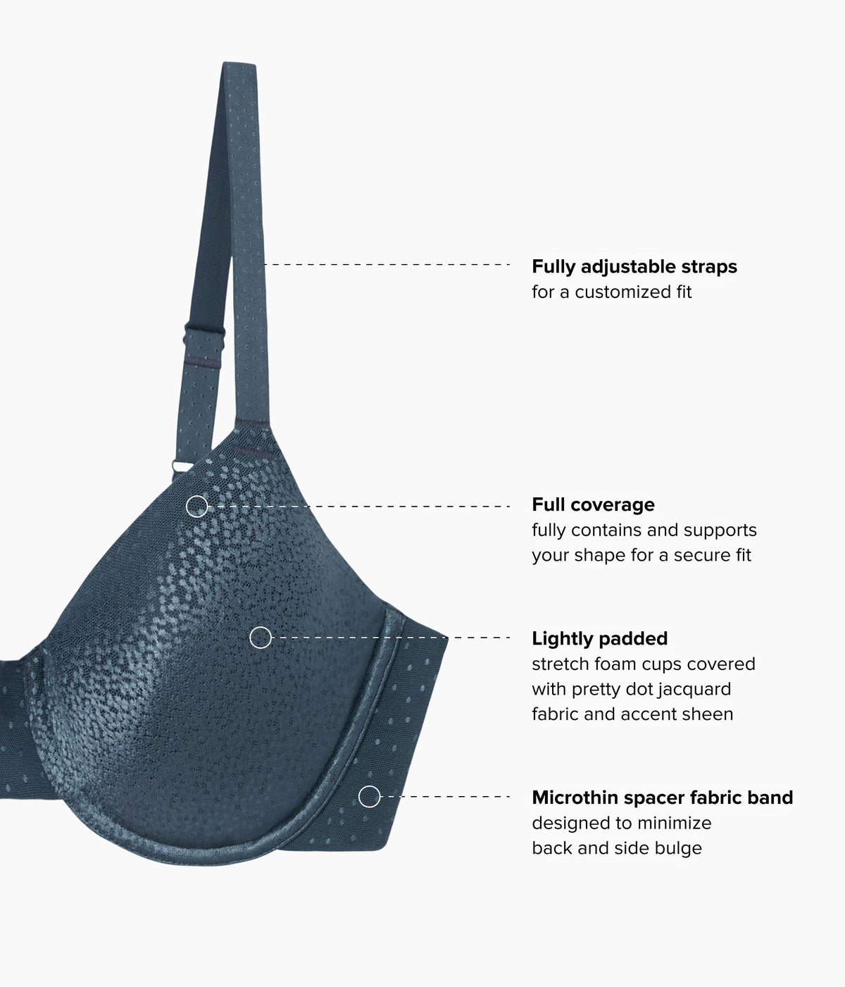 Back Appeal® T-Shirt Bra - Dark Slate | Wacoal Value